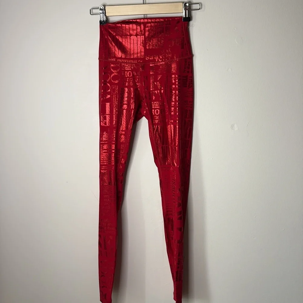 Lululemon Wunder Under High Rise 20YR Anniversary Manifesto Foil Dark Red